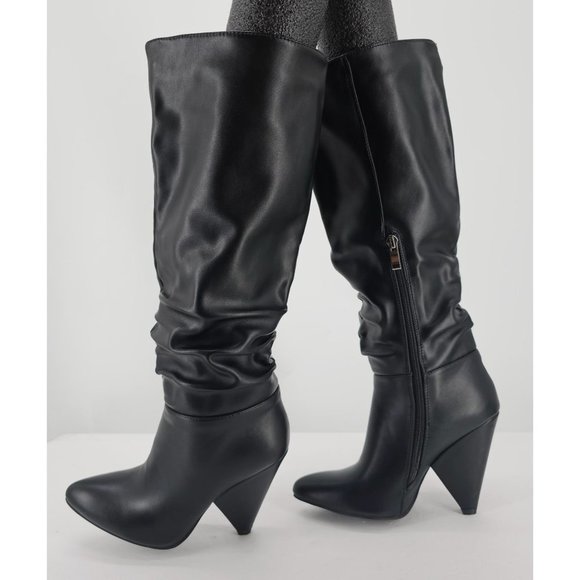 Black Patent Slouchy Boot - Picture 1 of 10